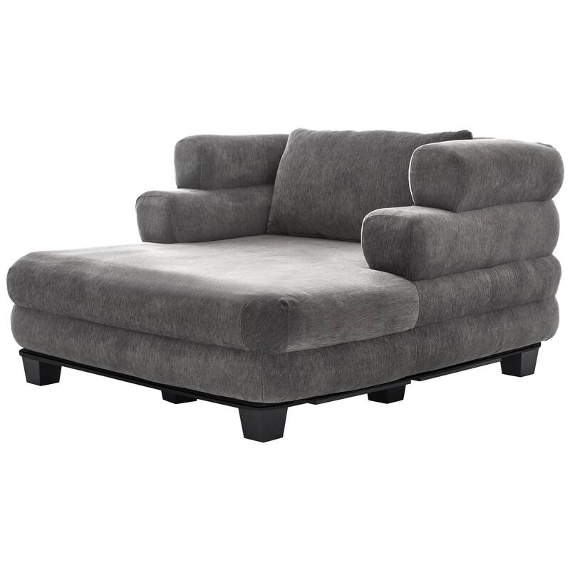 Oversized Chaise Lounge 52.4" Modern Comfy Lounger Chenille Upholstered Sofa Bed