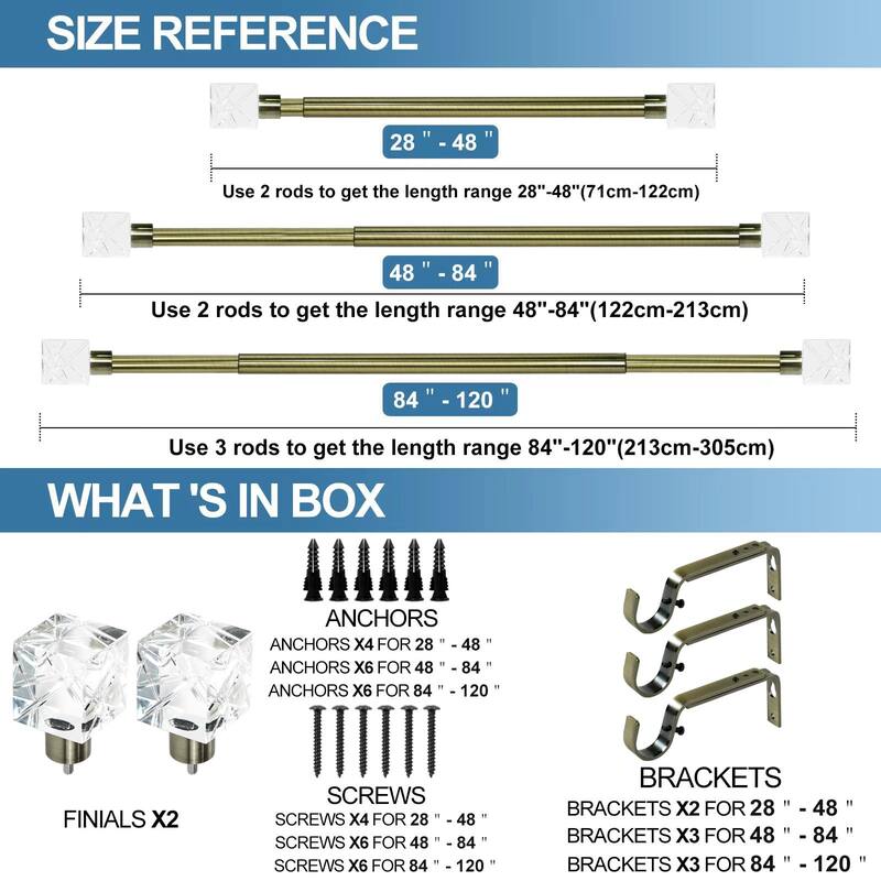1-inch Diameter Cut Ice Adjustable Single Drapery Curtain Rod