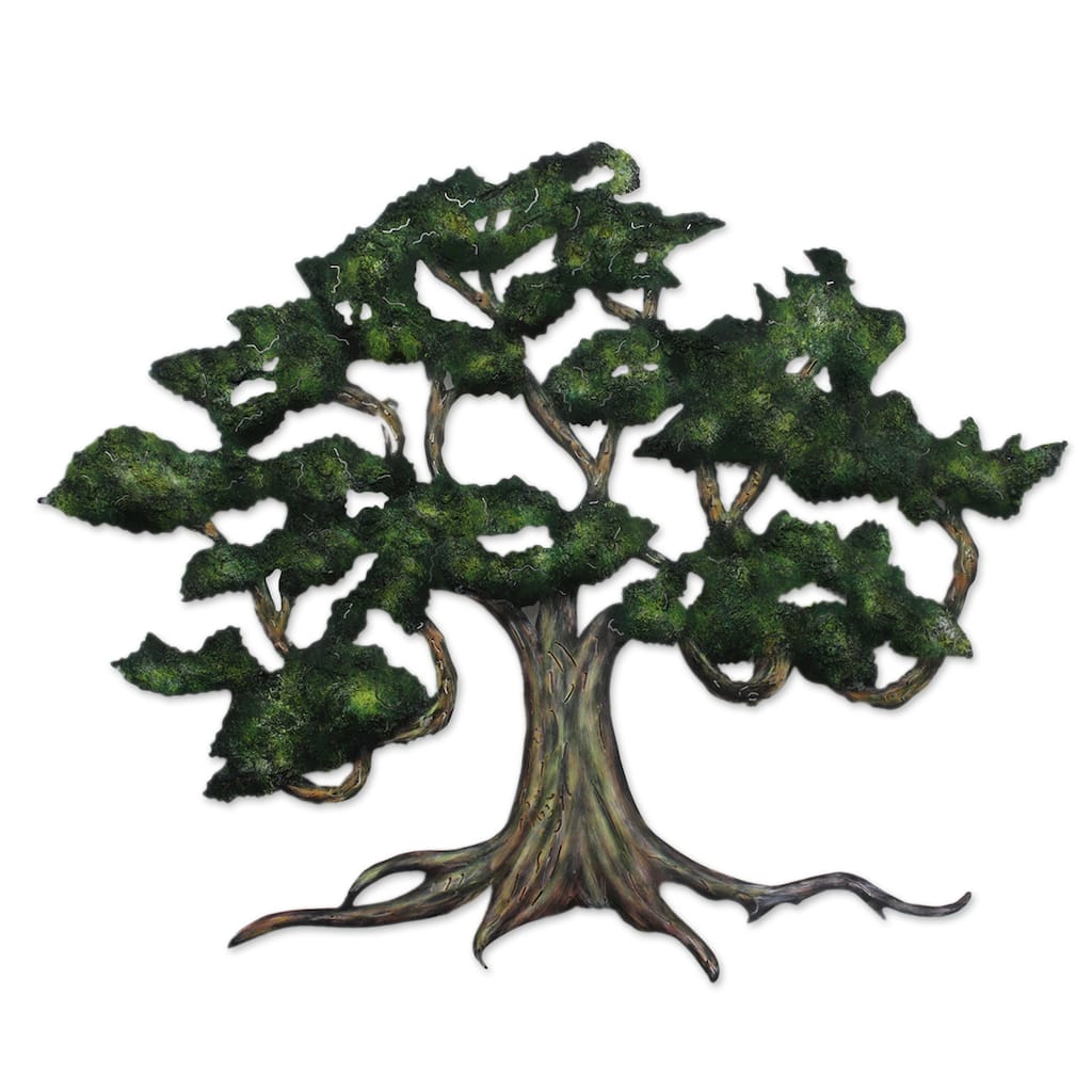 Handmade Steel Ancient Shade Tree Wall Art (Mexico)