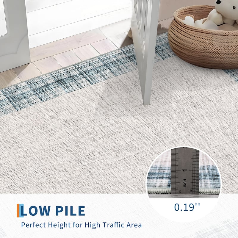 Garvee Linen Border Living Room Area Rug