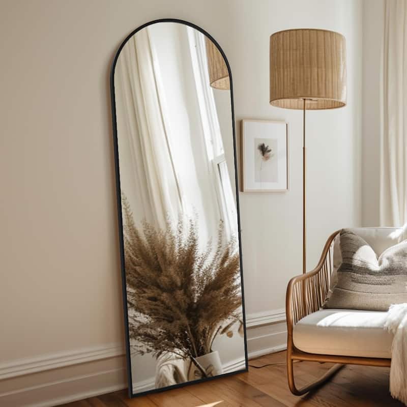 Black Metal Arch Stand Full Length Mirror