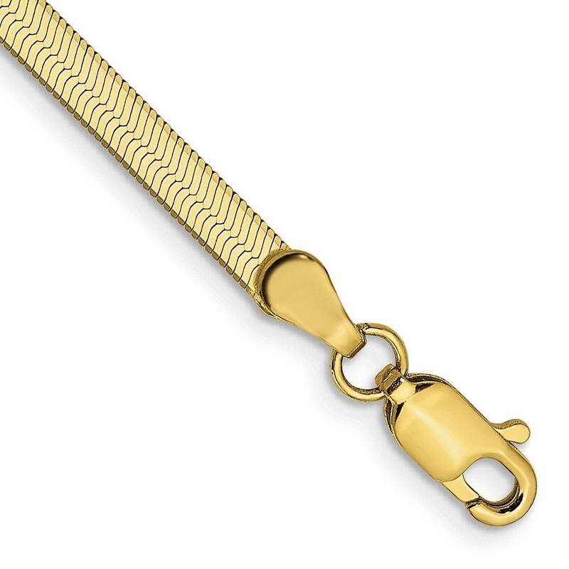 Curata 10k Yellow Gold Unisex 3mm Flexible Herringbone Chain Bracelet - 7" 8" 9"