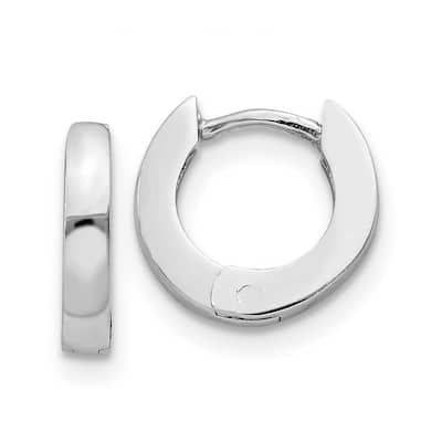 Curata 10k White Gold Polished Round Hinged Hoop Earrings - 6x2mm