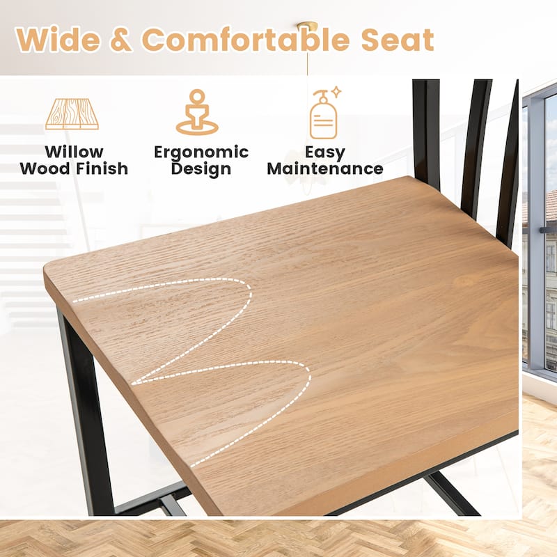 Gymax Dining Chair Set of 4 Armless Spindle Back Kitchen Chairs w/