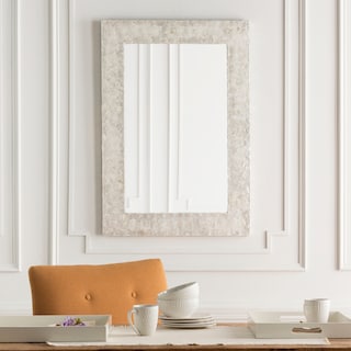 Colyton White Mother of Pearl Inlaid Rectangular Wall Mirror - 28" x 40"