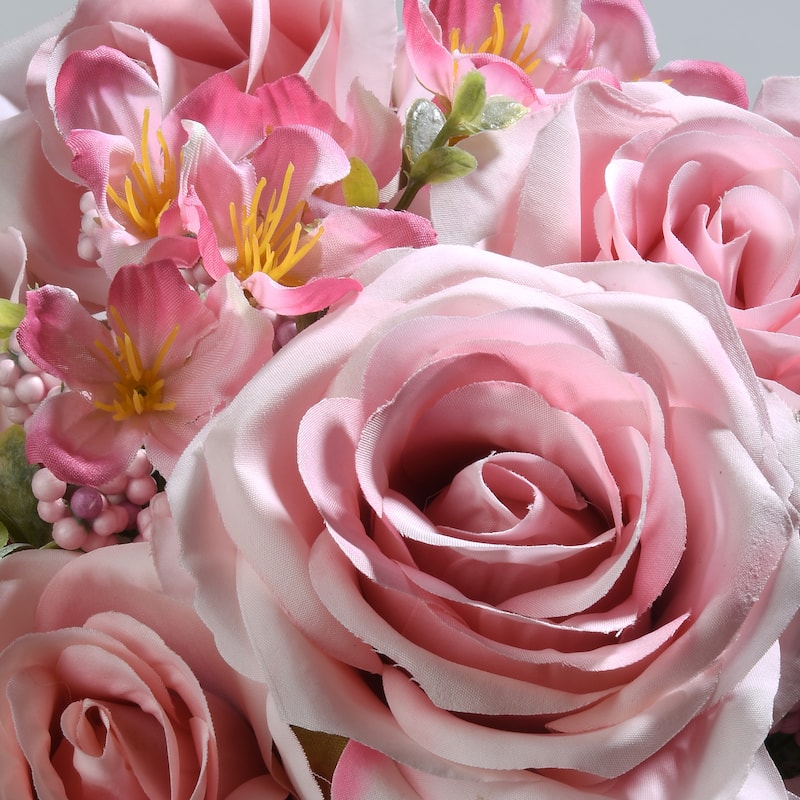 National Tree Company 18 in. Pink Rose Bundle