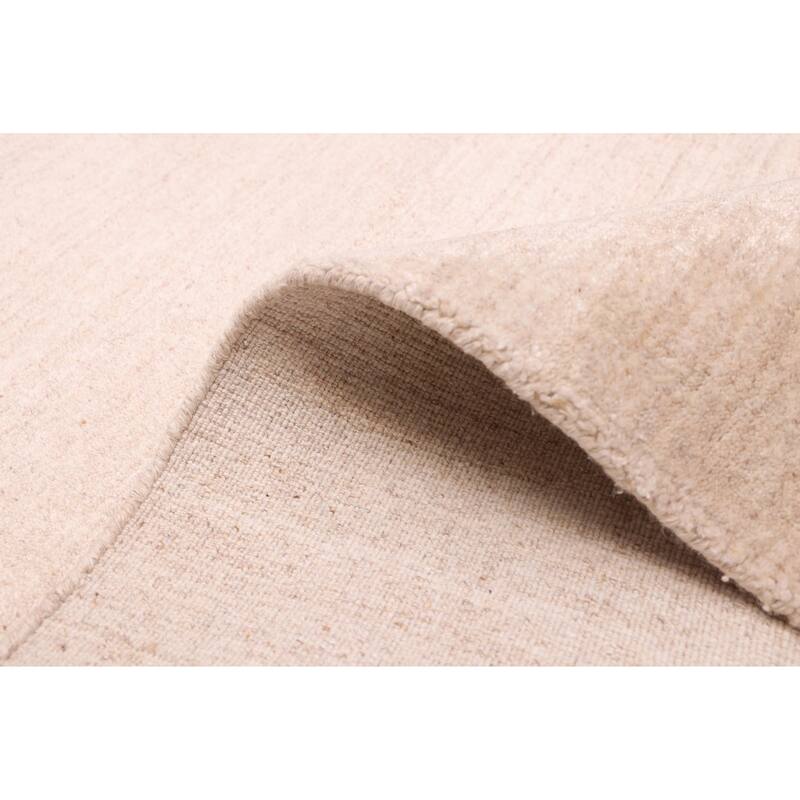 ECARPETGALLERY Hand Loomed Ananda Ivory Viscose, Wool Rug - 8'0 x 10'0