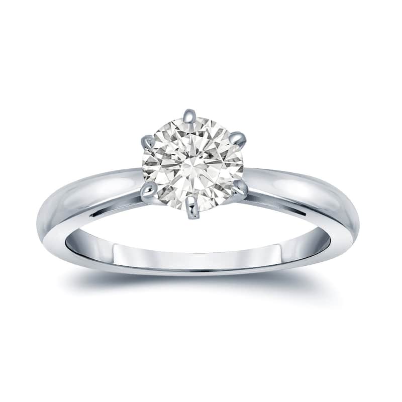Auriya 14k Gold 1ctw Round Solitaire Diamond Engagement Ring 6-Prong (I-J, SI1-SI2) - White - 4