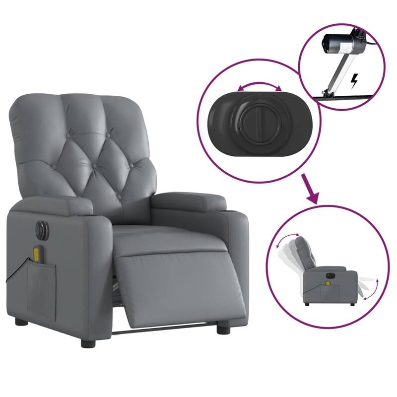vidaXL Massage Recliner Chair Reclining Armchair for Elderly Faux Leather