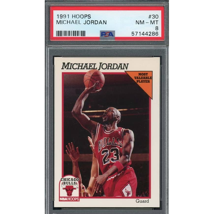 Michael Jordan 1991 Hoops Basketball Card #30 Graded PSA 8 - 8'6" x 11'6"