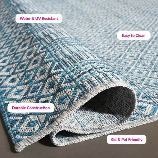 dimension image slide 0 of 4, SAFAVIEH Courtyard Terezija Indoor/ Outdoor Waterproof Patio Backyard Rug