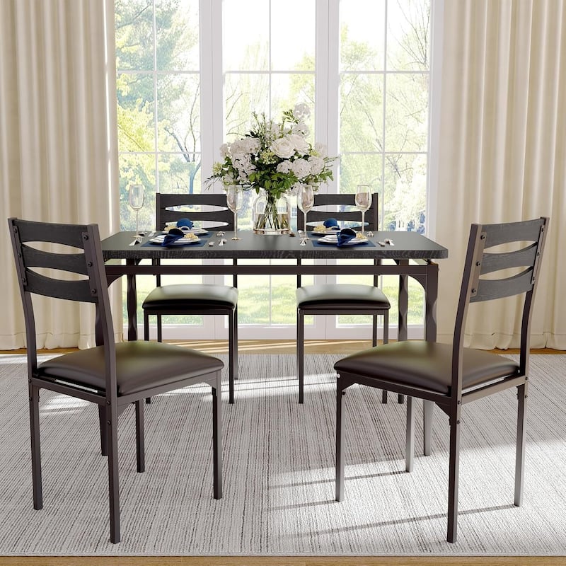 Dining Table Set for 4 with Spiral Table Legs for Small Spaces Kitchen Apartment