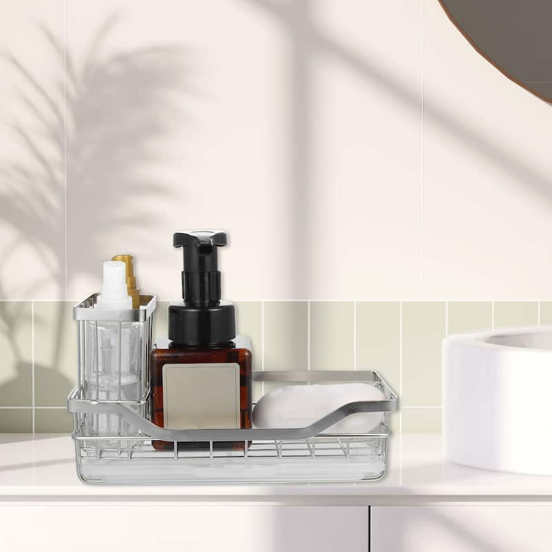 Stainless Steel Sink Caddy Organizer Sink Caddy Sponge Holder - 8.31"x3.58"x2.36"