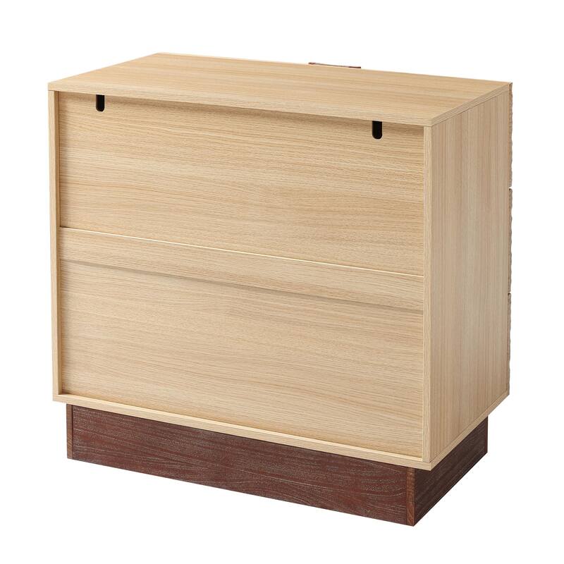 COZAYH Modern Farmhouse Dresser with Grooved Front Design, Spacious Rustic Bedside Chest for Bedroom Light Natural Wood Finish