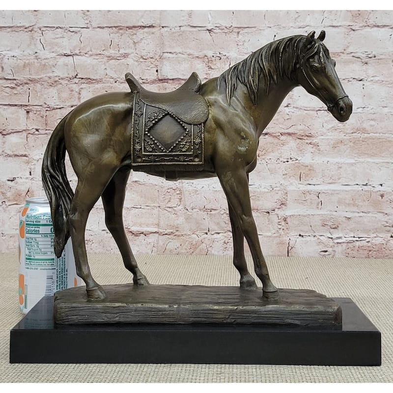 Large Original Loving Horse With His Saddle Western Cowboy Bronze Sculpture Sale