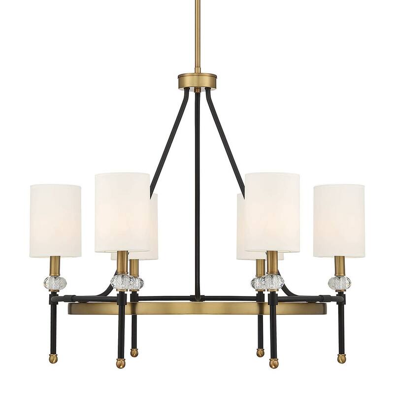 Savoy House 1-1893-6 Tivoli 6 Light 28" Wide Crystal Ring Chandelier - Matte Black / Warm Brass
