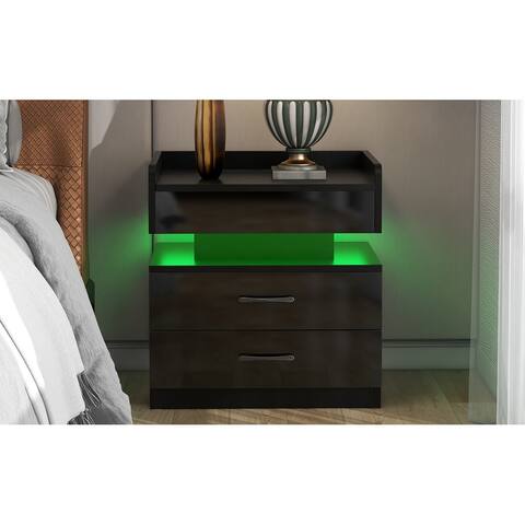 Nightstand with 2 Drawers and USB Charging Ports