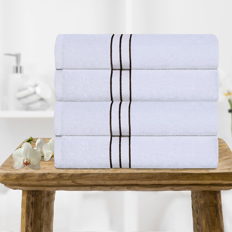 Turkish Cotton Plush Heavyweight Bath Towel Set of 4 by Superior - Chocolate