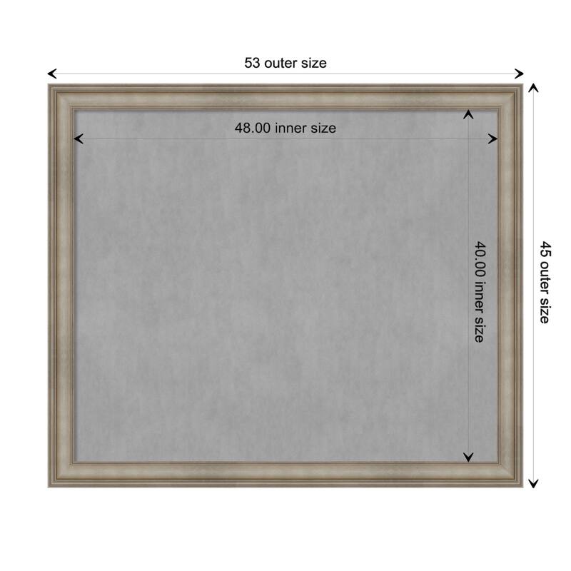 Amanti Art Mezzanine Antique Silver Narrow Framed Magnetic Board - Board Size 48x40