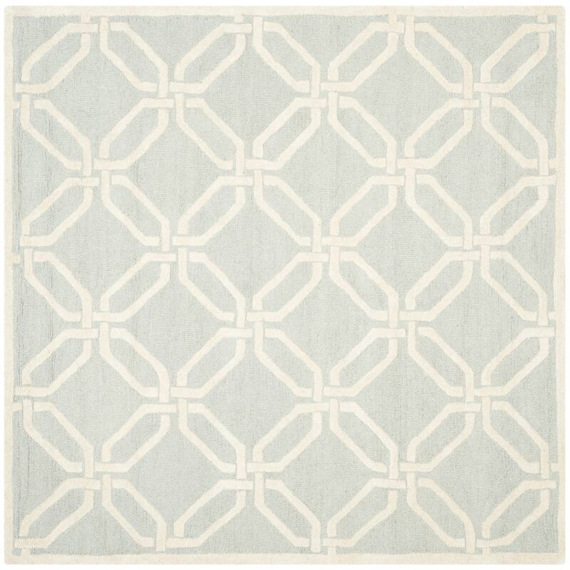 SAFAVIEH Handmade Cambridge Nhung Modern Moroccan Wool Rug - 6' Square - Light Grey/Ivory