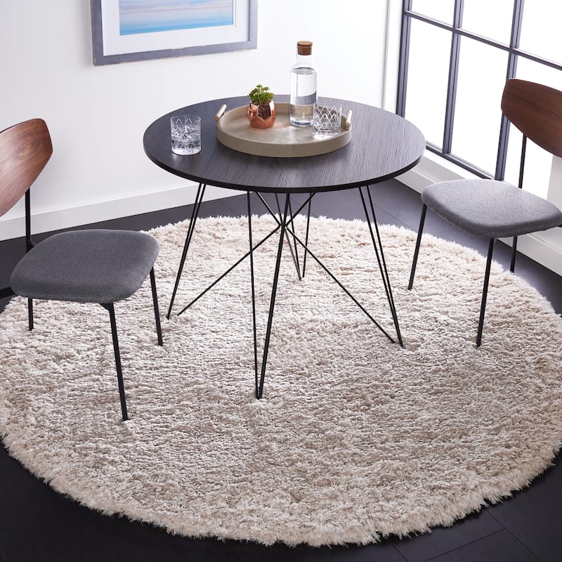 SAFAVIEH Flokati Shag Wynne 2.75-inch Thick Rug - 5'3" Round - Beige