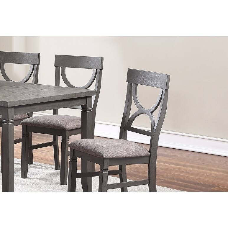 Dining Room Furniture 6pc Set Rectangle Table 4x Side Chairs and A Bench Grey Finish MDF Rubberwood