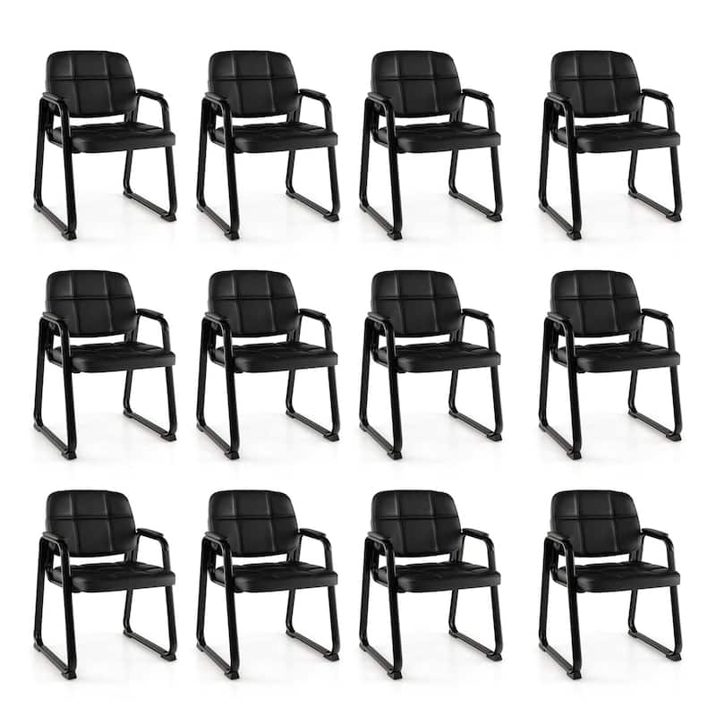 Costway Waiting Room Chair Set of 12 Upholstered Guest Conference - See Details - Black