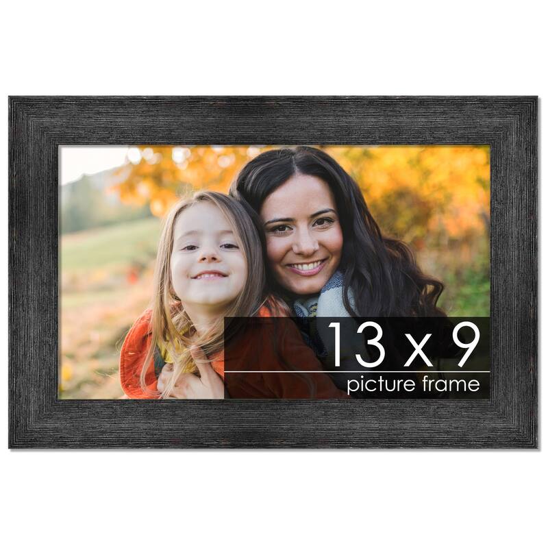 13x9 Distressed/Aged Black Wood Picture Frame UV Acrylic, Foam Board