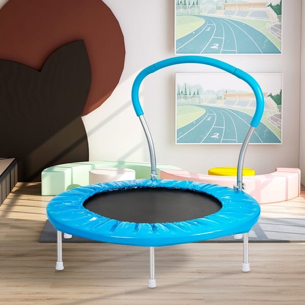slide 2 of 8, 36" Blue Trampoline With Handle