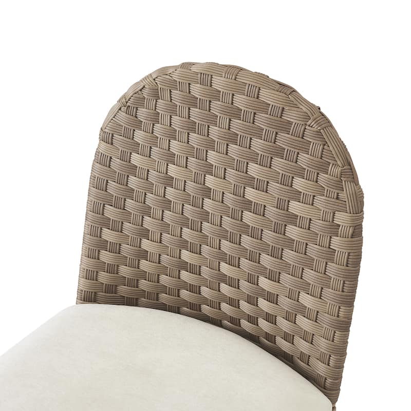 Christopher Knight Home - Marlowe Upholstered Armless Barstool with Iron Frame and Rattan Back (Set of 2)