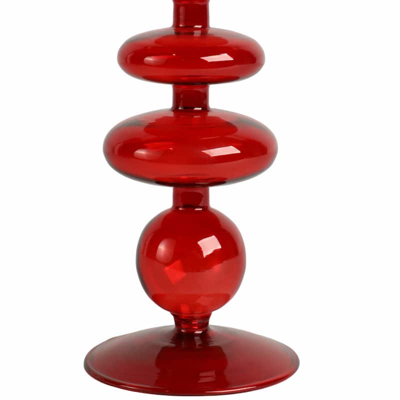 Sculptural Glass Candle Holder with Rounded Accent Base - Modern Tabletop Candle Holder for Any Room
