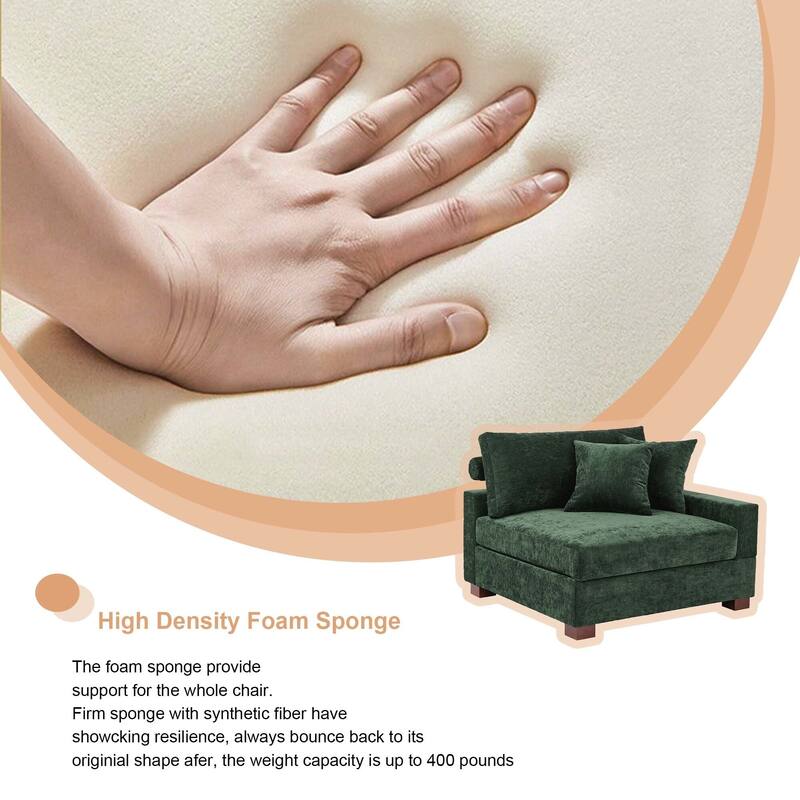 Chenille Upholstered Armless Accent Chair With Plush Cushion