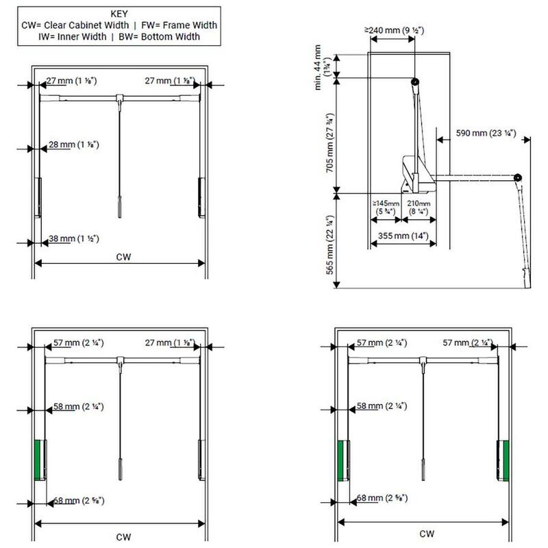 Kessebohmer 238278 17-1/2" - 24-3/4" w CONERO Wardrobe Lift