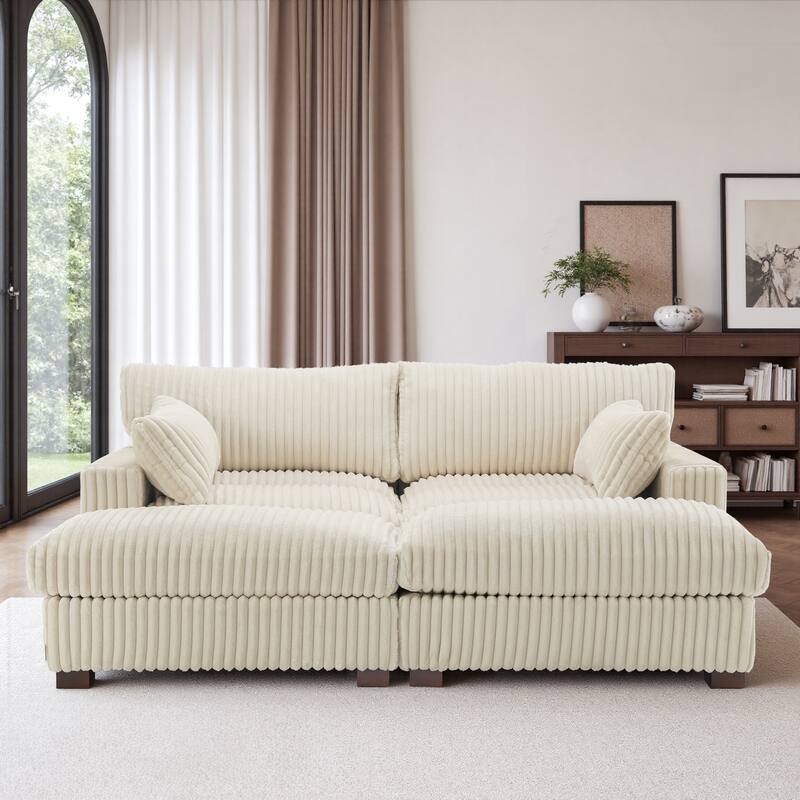 Modren Plush Oversized Modular Sectional Sofa Set with Chaise&Ottoman.