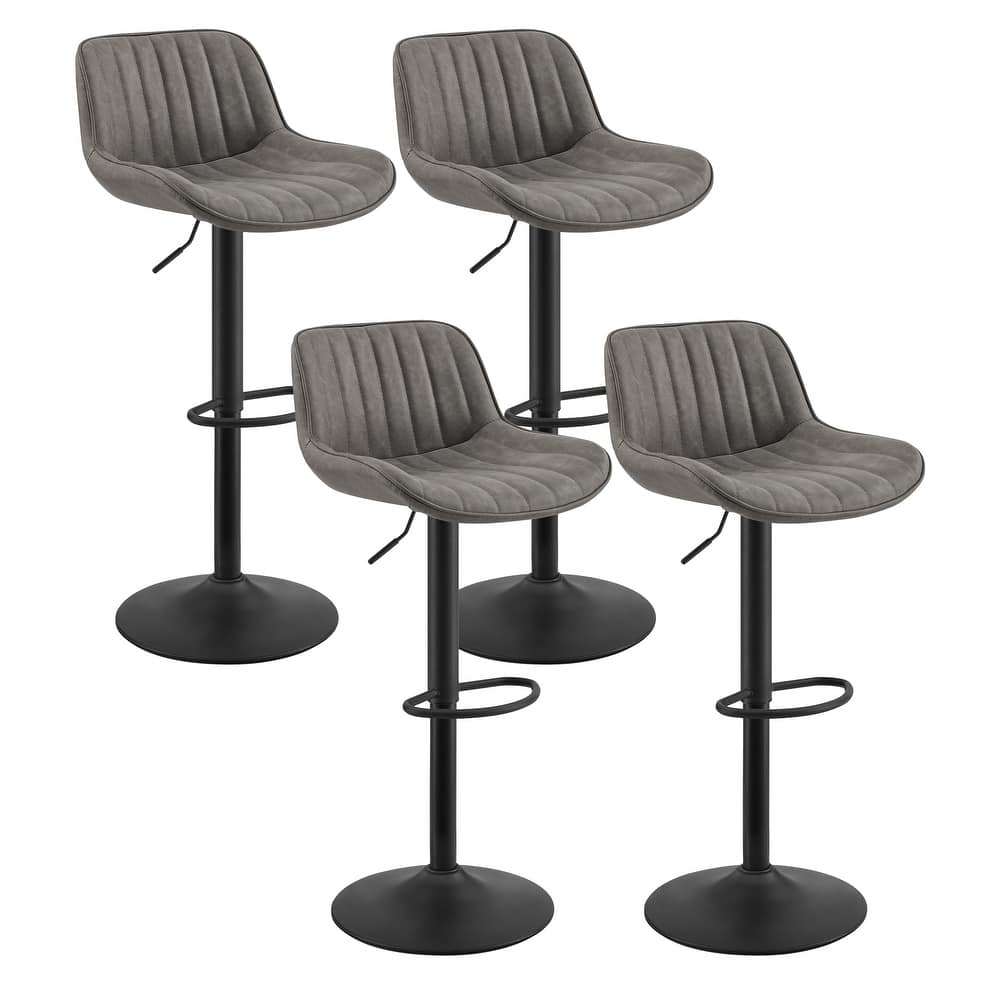 Art Leon Faux Leather Adjustable Swivel Barstool, Set of 4