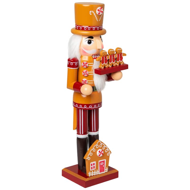 Peppermint Gingerbread Wooden Christmas Nutcracker - 14"