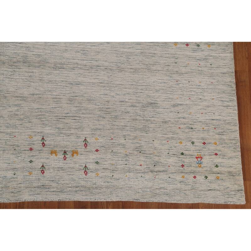 Ivory Tribal Gabbeh Indian Area Rug Handmade Wool Carpet - 9'0"x 11'7"