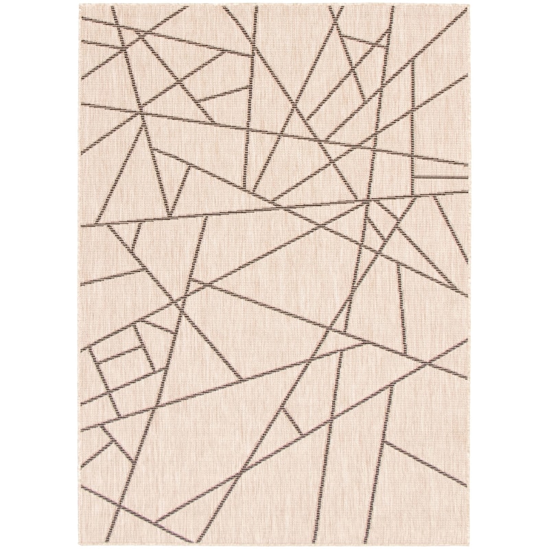ECARPETGALLERY Sisal Abstract Indoor/ Outdoor Rug - 7'10 x 10'2 - Silver/Black