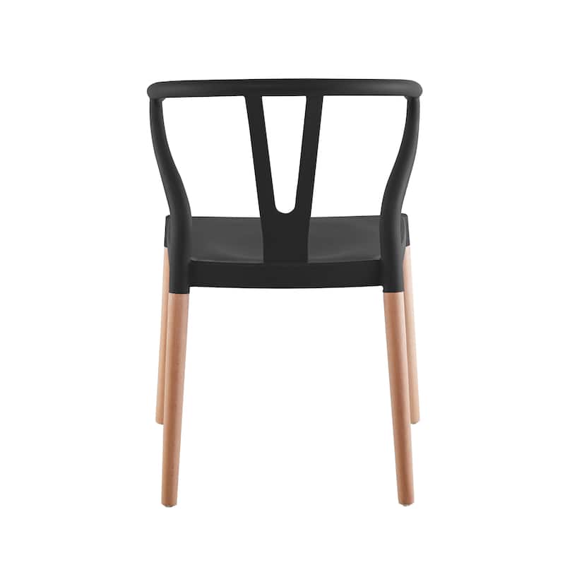 Porthos Home Lyra Plastic Dining Chairs with Beechwood Legs, Set of 2