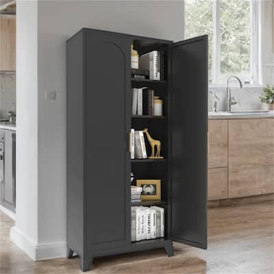 71" Metal Storage Cabinet w/ Doors and Adjustable Shelves for Kitchen