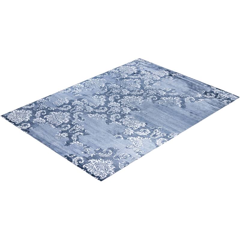 Modern One-of-a-Kind Handmade Area Rug, Blue - 8' 10" x 12' 1"