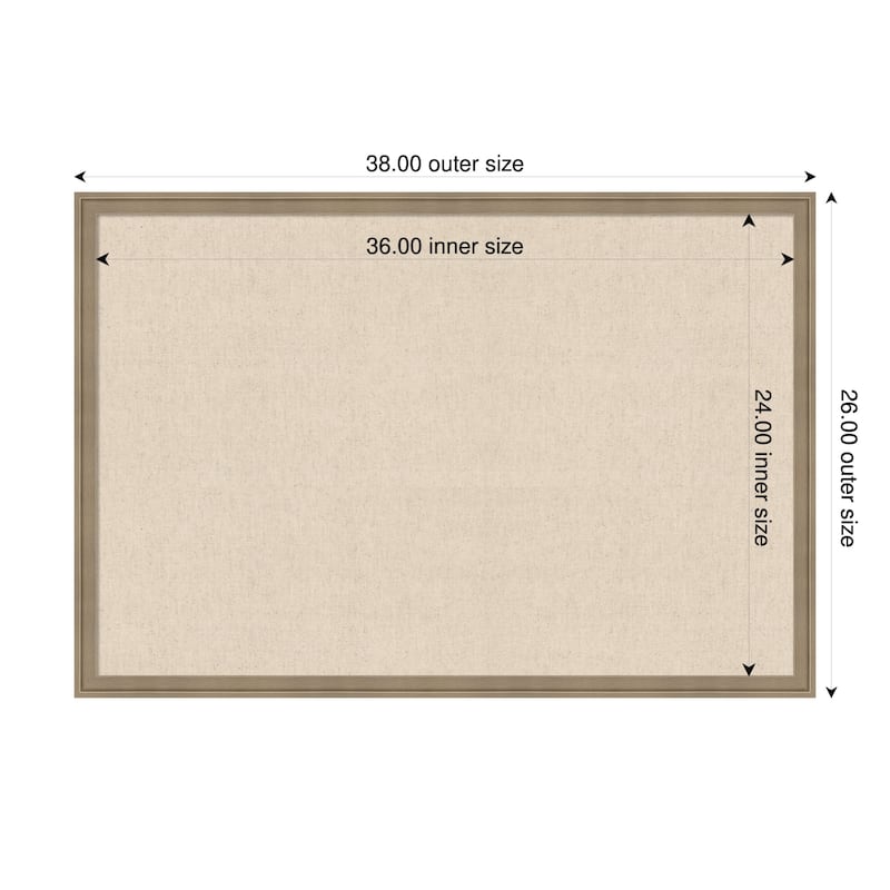 Amanti Art Framed Fabric Pinboard Natural Linen Printed Bulletin Board - Board Size 36 x 24 - Florence Light Brown