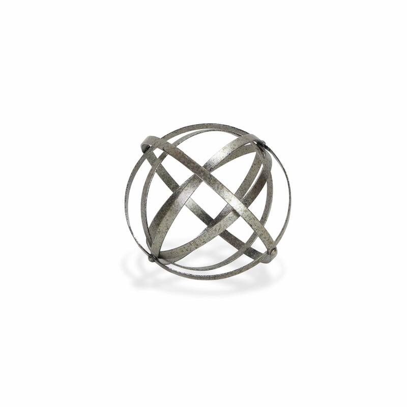 HomeRoots 8" Speckled Gray Metal Orb Decorative Tabletop Sculpture - 7.5' X '7.5' X '7.5