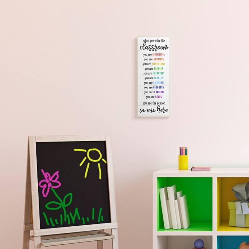 Stupell Inspirational Types of Students Everyday Classroom Sign Wood Wall Art,7x17 - White