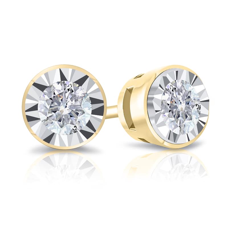 Auriya 14kGold 1/6cttw Diamond Stud Earrings Bezel-set (G-H, I2-I3) - Yellow