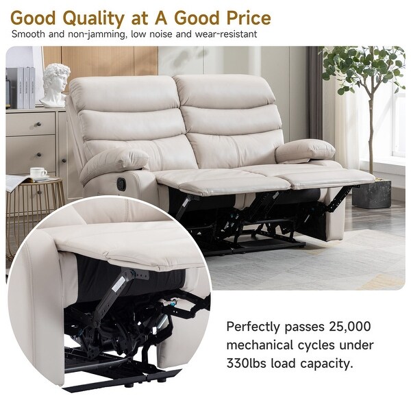 Hzlagm Tech Leather 2-Seater Manual Recliner, Reclining