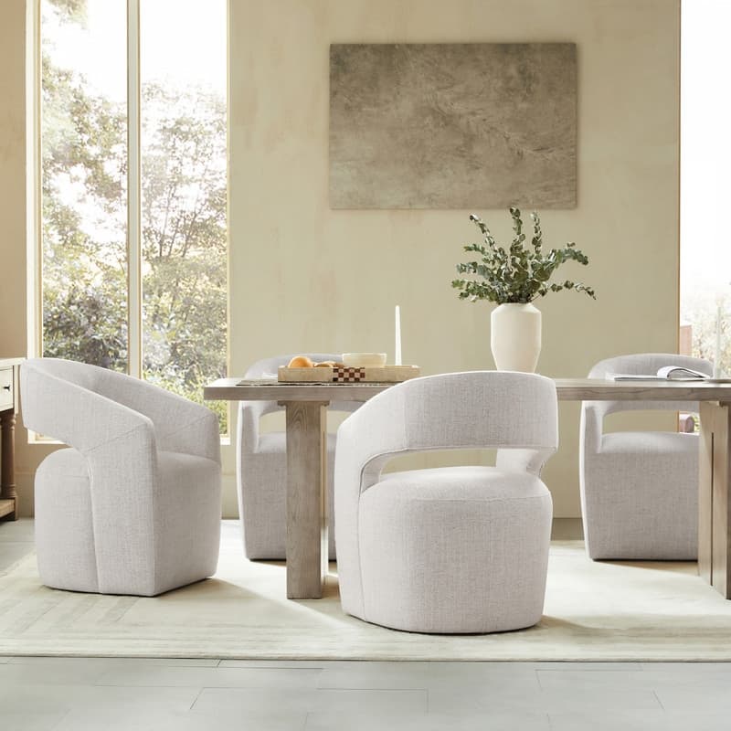 Joey Modern Barrel Dining Chair with Caster Wheels & Open Back Fully Assembled