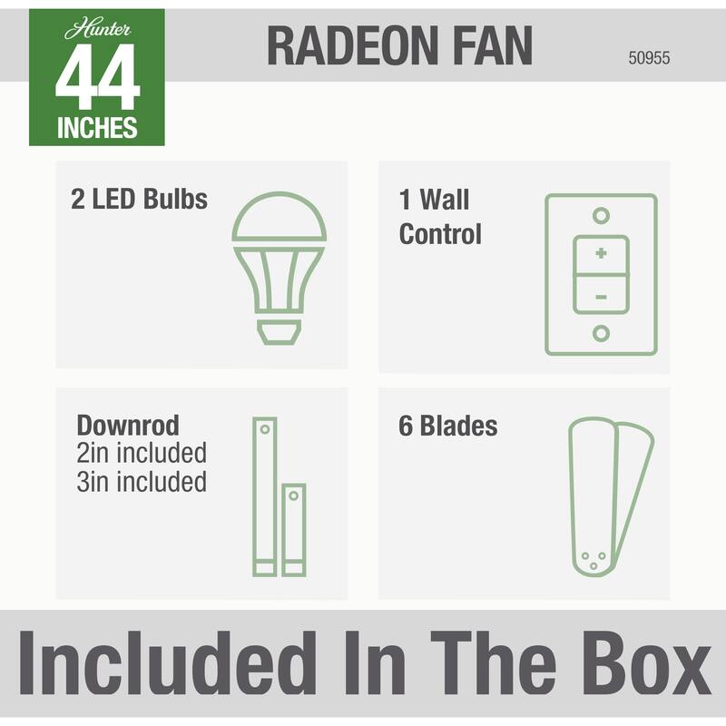 Hunter 44" WiFi Radeon Ceiling Fan with LED Light Kit and Wall Control - SMART FAN!