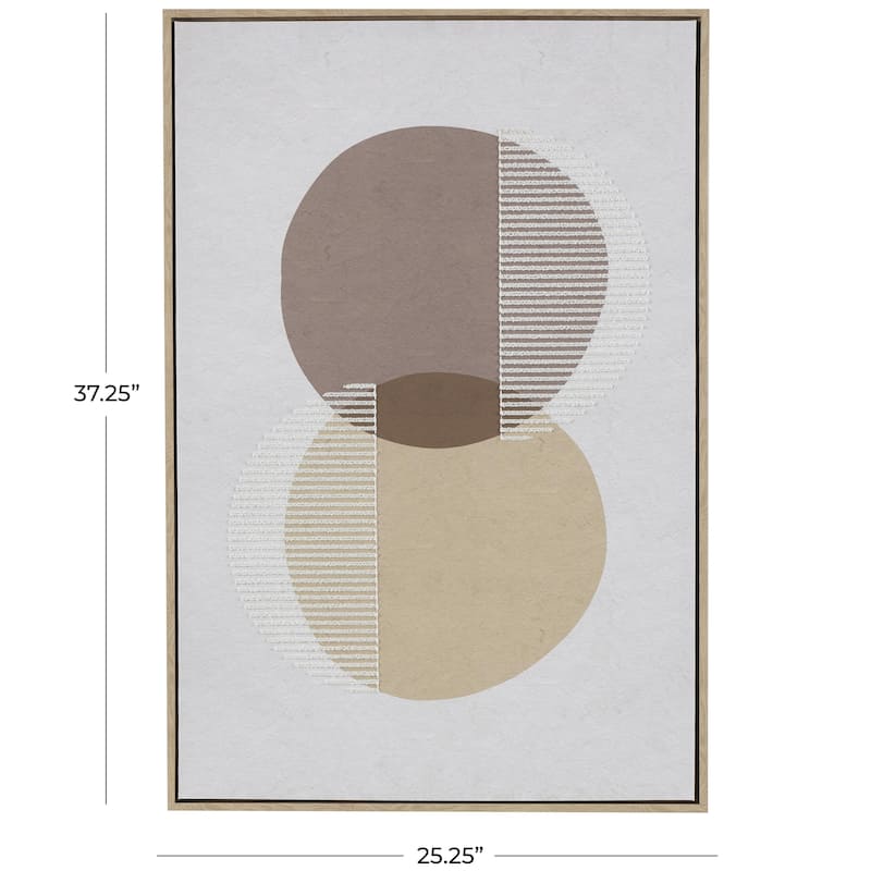 Wooden Geometric Overlapping Circle Living Room Wall Decor with White Fabric Detailing - Brown - Roche River Decor