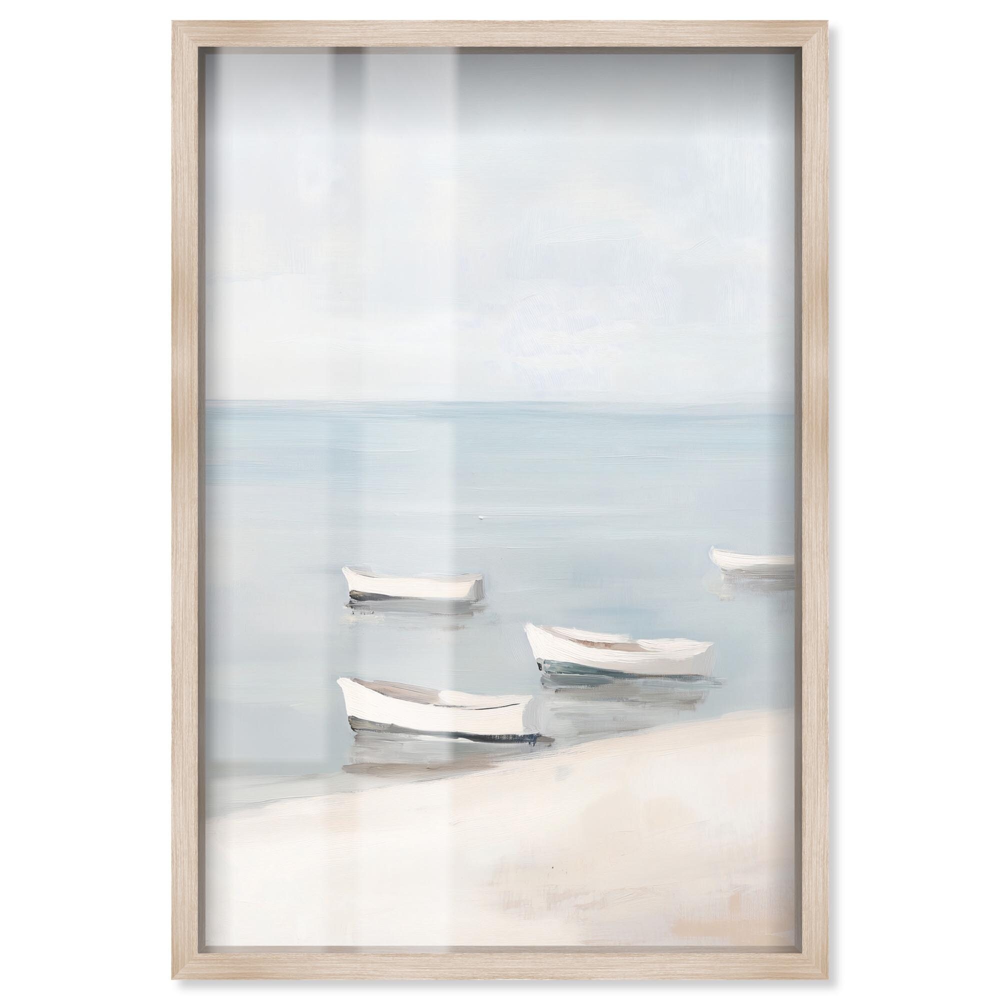 Misty Boats I Classic Coastal Art Shadowbox Print by Art Remedy